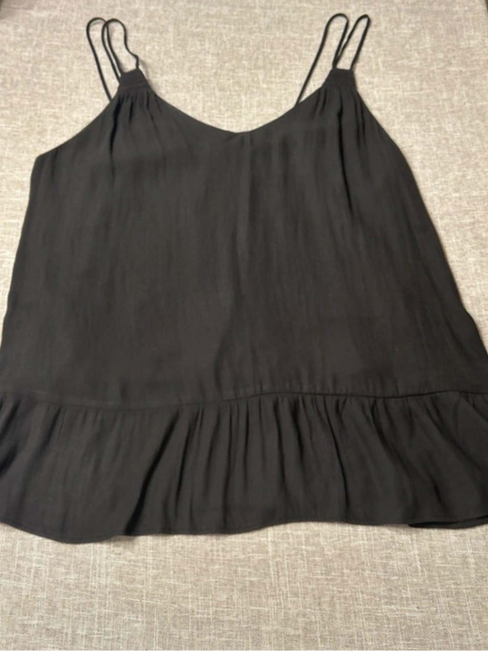 GAP Black Double-Spaghetti Strap Ruffle-Hem Camisole